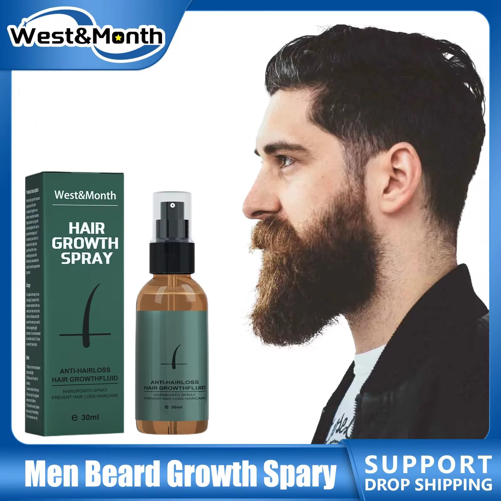Hair Care Essential Oil Atomizing - Natural Men Beard Growth Roller Set