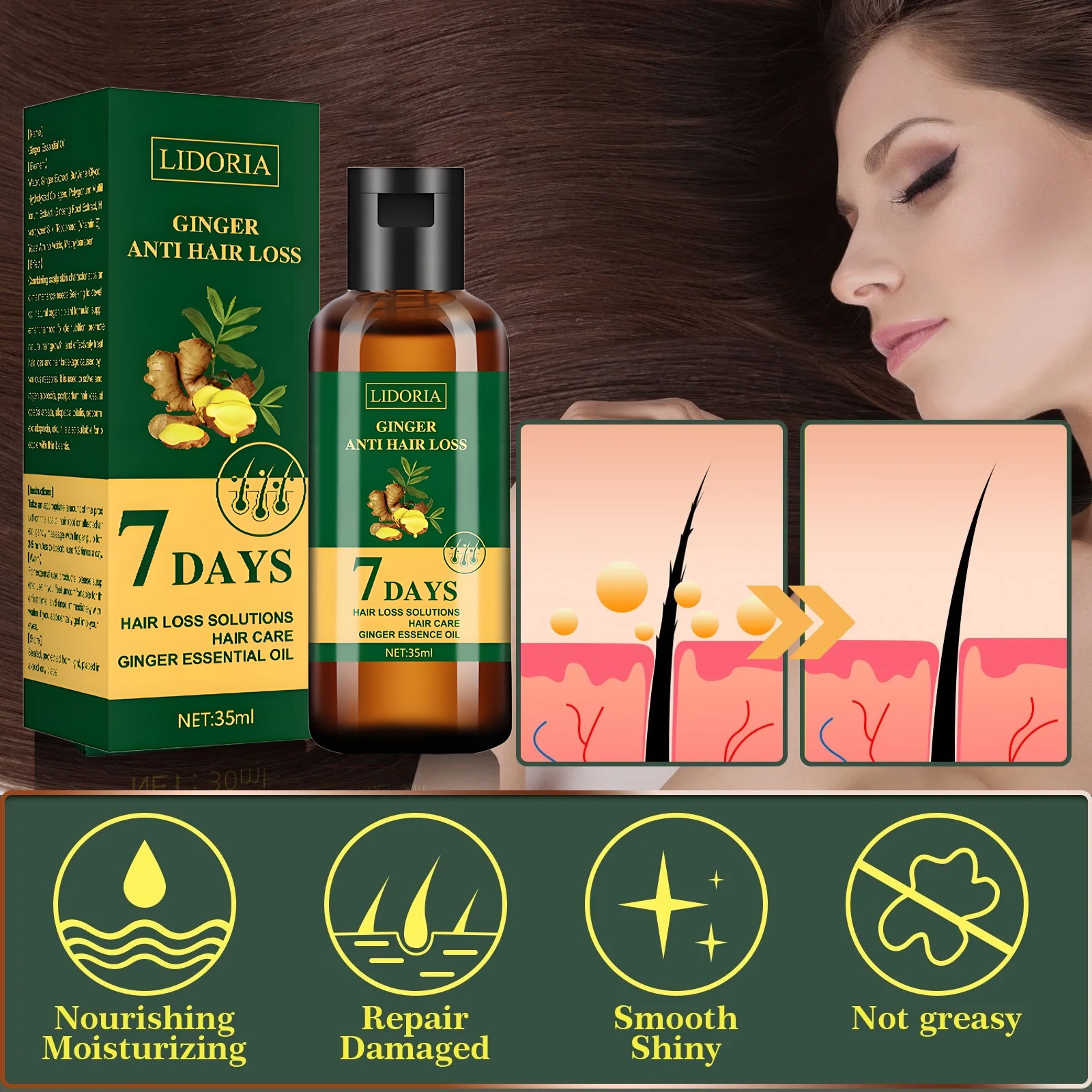 1pcs Ginger Hair Growth Produc - Hair Care Essential Oil Atomizing recension och pris