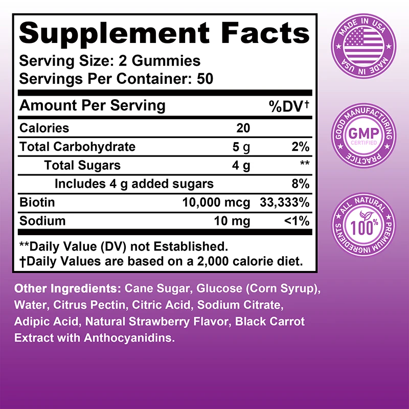 Biotin Gummies 10000mcg for Ha - Hair Care Gummies recension och pris